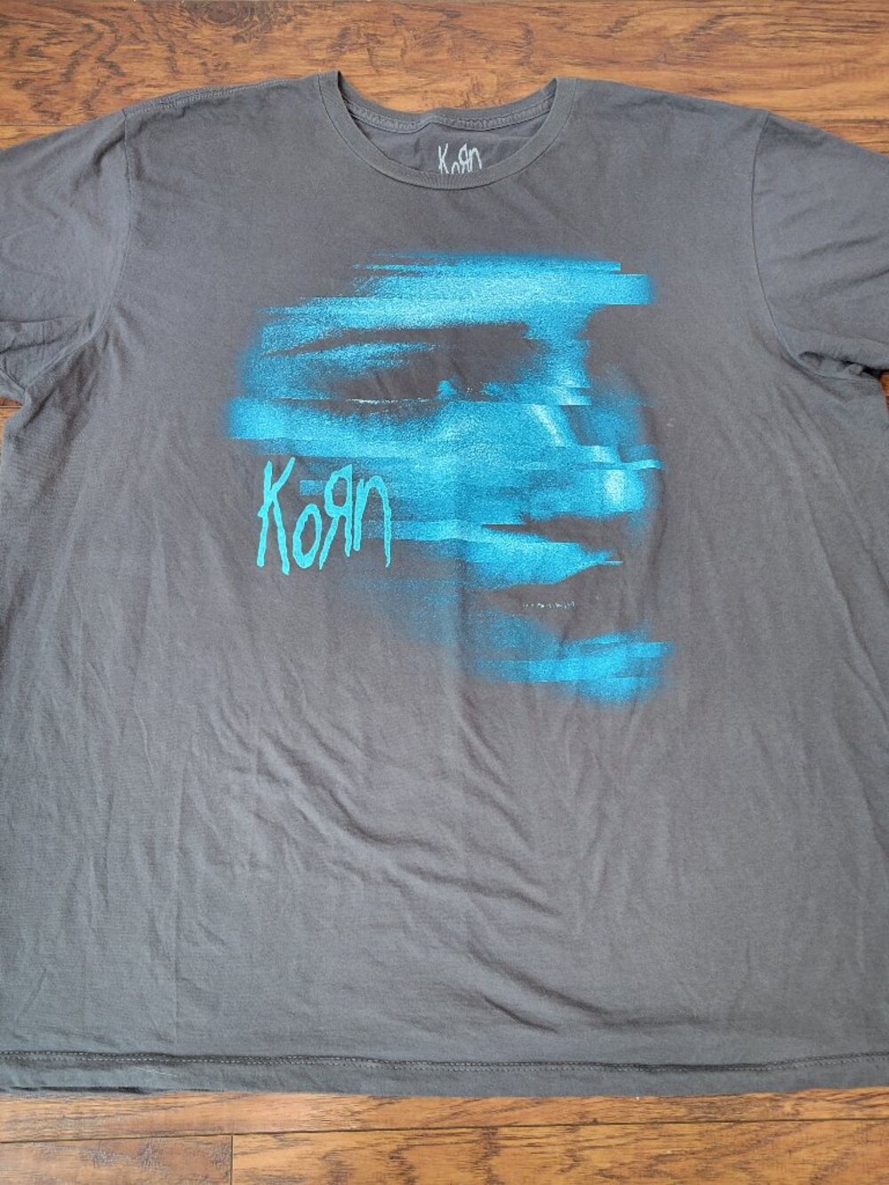 KORN Gray Blue Glitchy Blurry Girl's Face Shirt sz Junior's 3X XXXL EUC Nu Metal